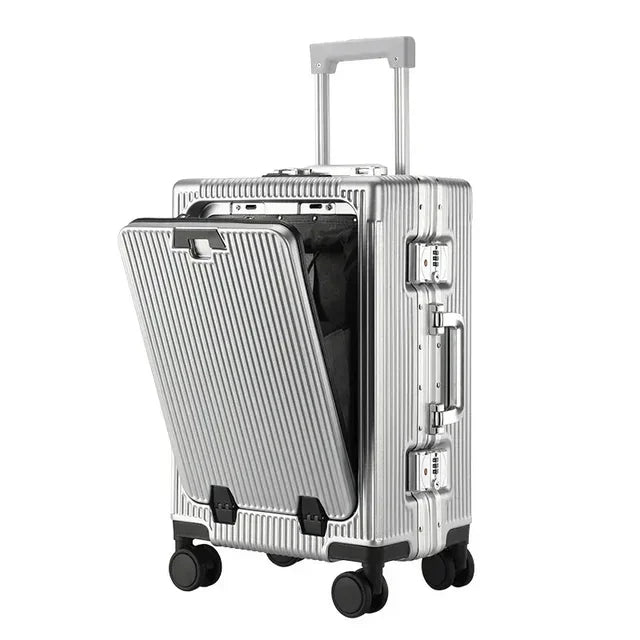 Valise Cabine Ouverture Frontale Roulante Grande Capacité USB Porte Gobelets