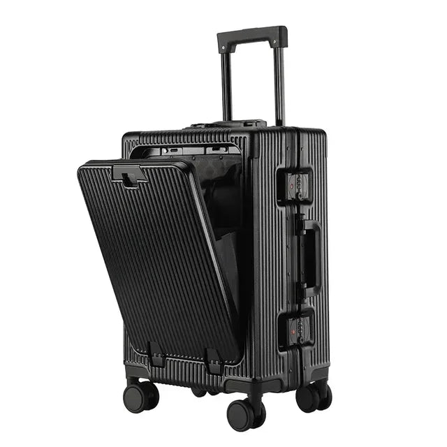 Valise Cabine Ouverture Frontale Roulante Grande Capacité USB Porte Gobelets