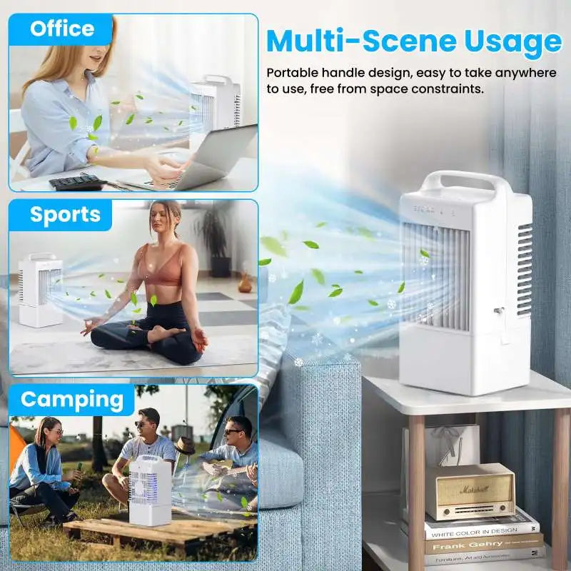 Ventilateur Portable Avec Brumisateur 3 Vit Oscillation 90 Deg Réservoir 900 Ml