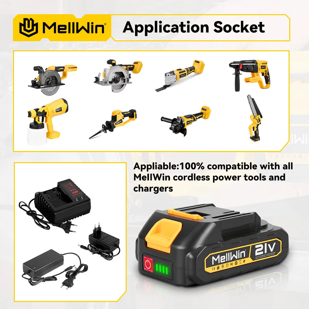 MELLWIN Perceuse À Percussion Sans Fil Couple Élevé Compatible Makita 18V