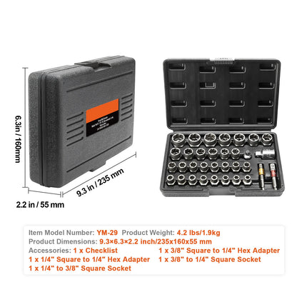 Coffret extracteurs d’écrous et boulons abîmés – 29 pièces