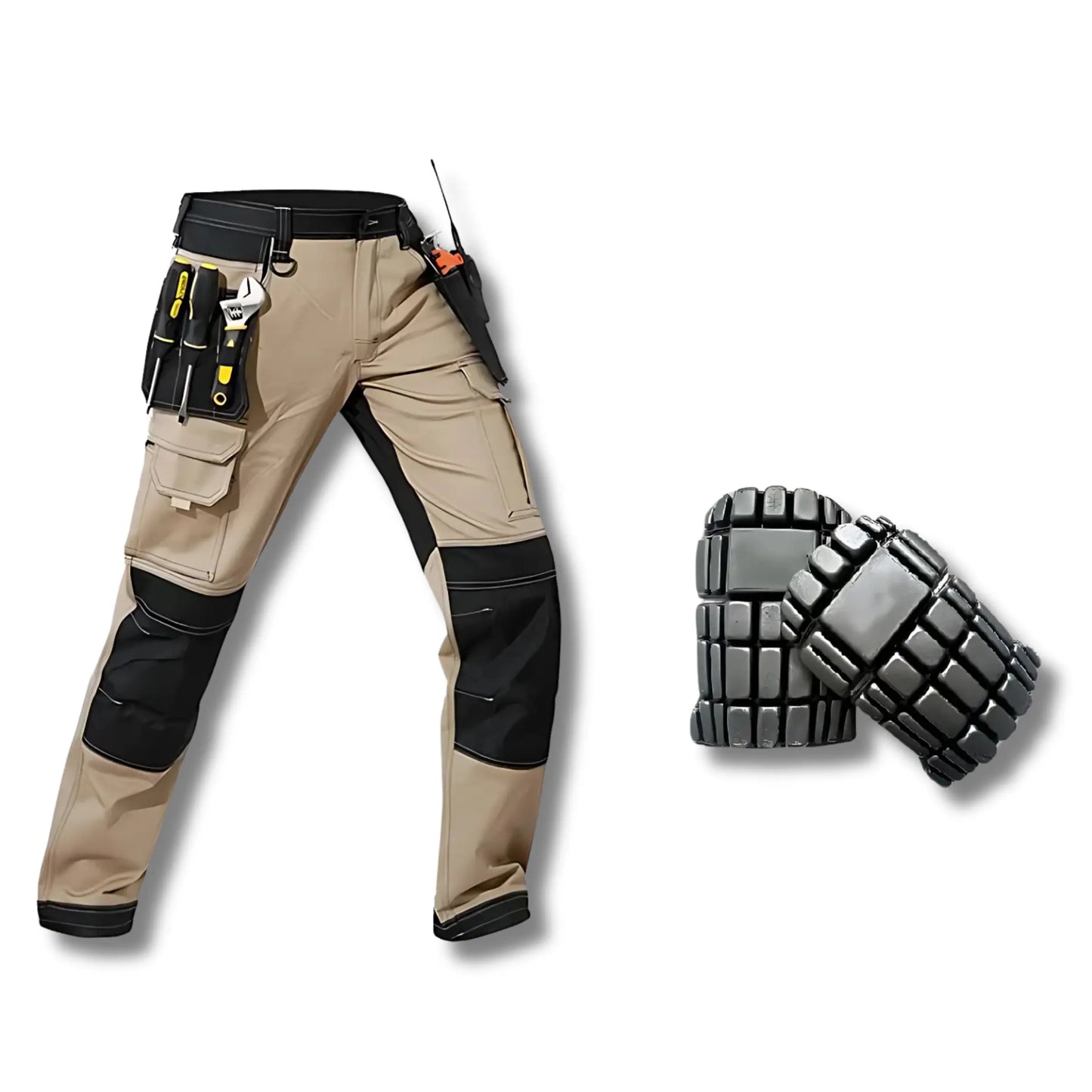 TrailForce - Pantalon de travail multi-poches Pantalon + genouillères – B Stock Central artisans ceinture chantier confort genoux lastique multi oxford pantalon poches pour renforc sistancepantalon tissu trailforce travail