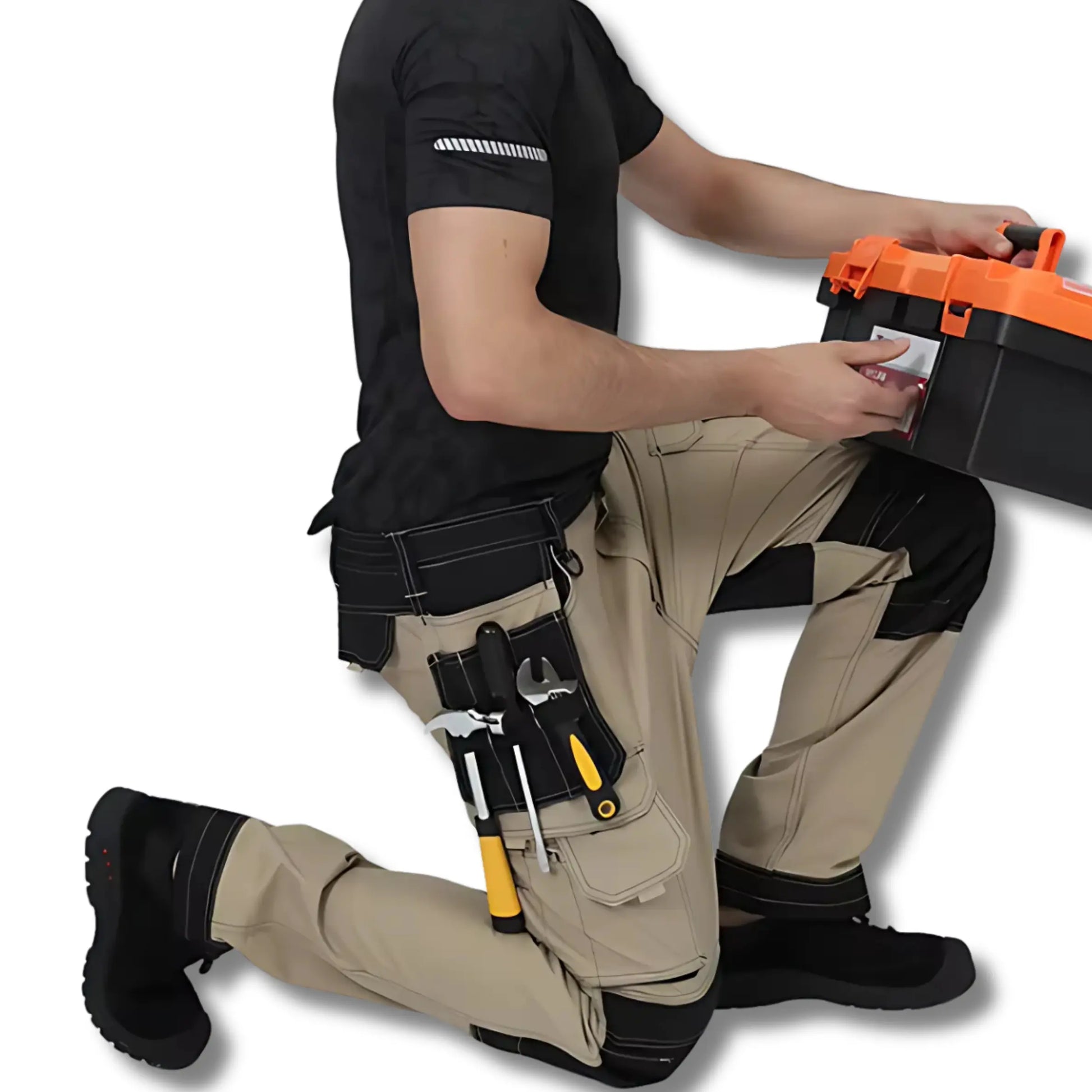 TrailForce - Pantalon de travail multi-poches artisans ceinture chantier confort genoux lastique multi oxford pantalon poches pour renforc sistancepantalon tissu trailforce travail