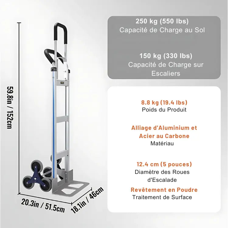 VEVOR Chariots de Manutention pour Escaliers capacit chariots couvrez dans escaliers jardinage jusqu livraisons manutention nagements poids poign pouces pour roues vevor