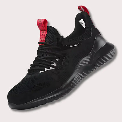 WEJUMP - Baskets de sécurité à doublure respirante Noir acier assurent automne baskets caoutchouc certifi confort curit dans doublure durabilit durable embout environnements exceptionnelle hiver journ long maille optimale pour printemps protection respirante riau rieur rieure semelle sécurité tout toutes tricot volant wejump