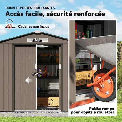 Abri de jardin métal 2,77 m² – 213 × 130 × 185 cm
