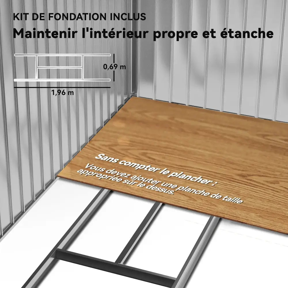 Abri de jardin métal 2,77 m² – 213 × 130 × 185 cm