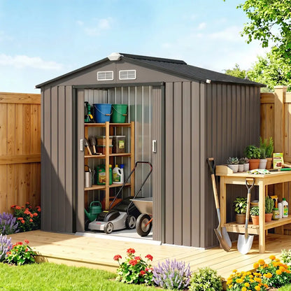 Abri de jardin métal 2,77 m² – 213 × 130 × 185 cm