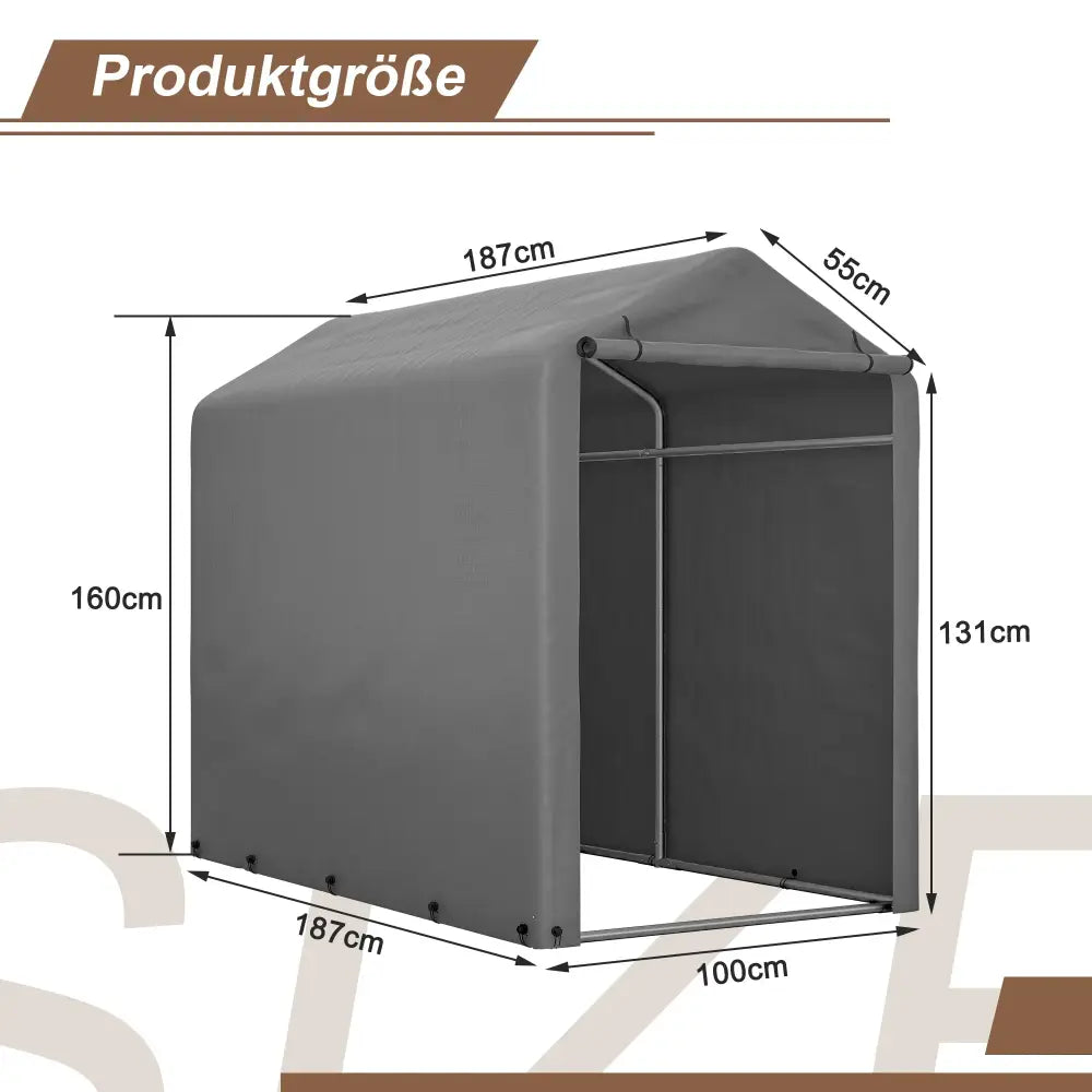 Abri vélo extérieur 187 × 100 × 160 cm – acier et bâche PE