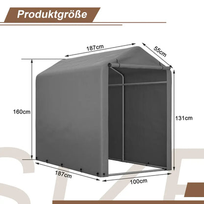 Abri vélo extérieur 187 × 100 × 160 cm – acier et bâche PE