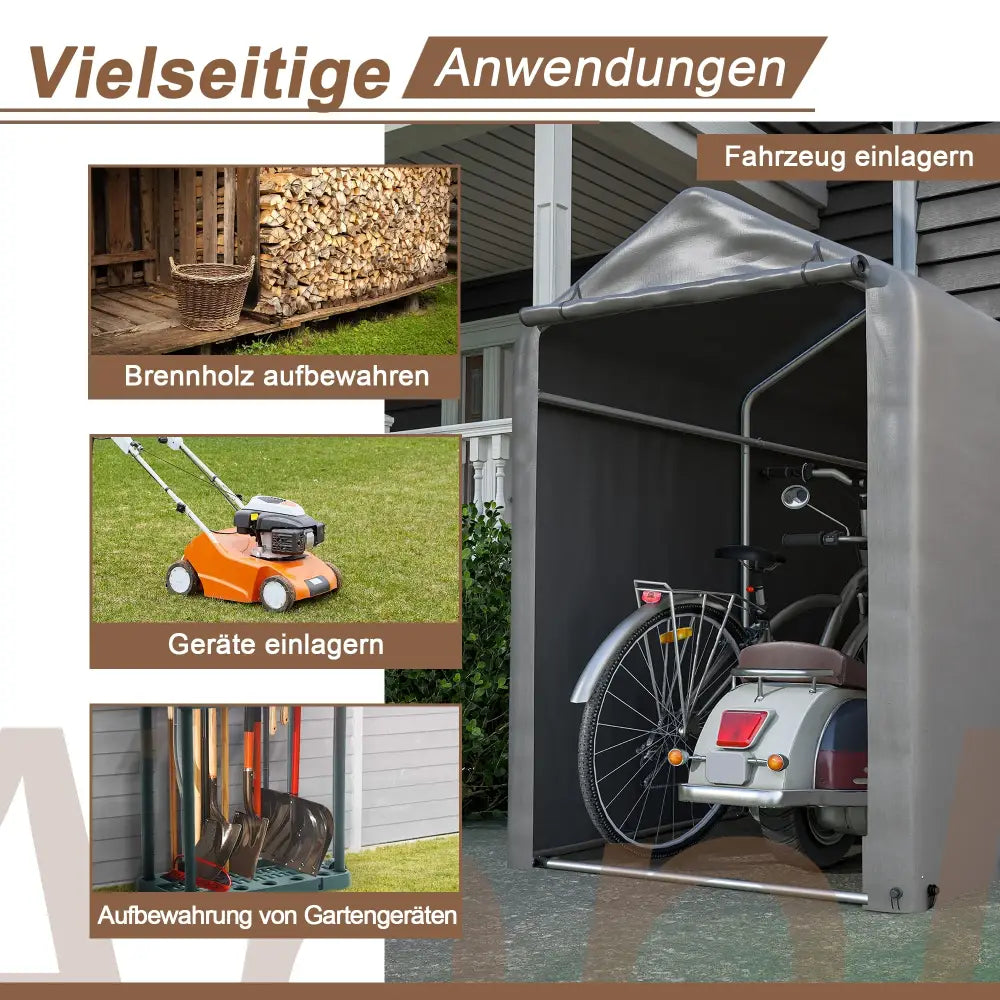 Abri vélo extérieur 187 × 100 × 160 cm – acier et bâche PE