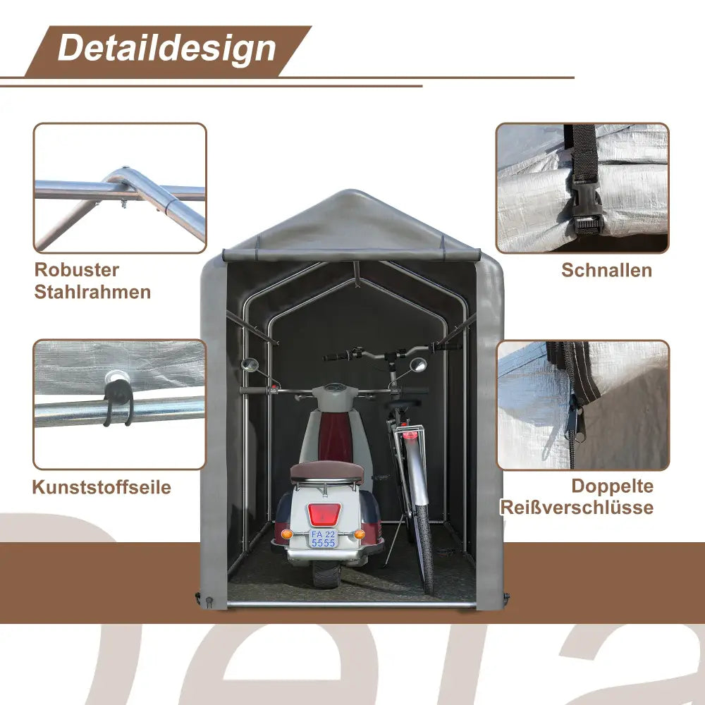 Abri vélo extérieur 187 × 100 × 160 cm – acier et bâche PE