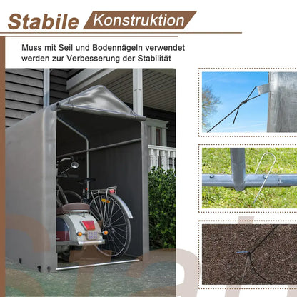 Abri vélo extérieur 187 × 100 × 160 cm – acier et bâche PE