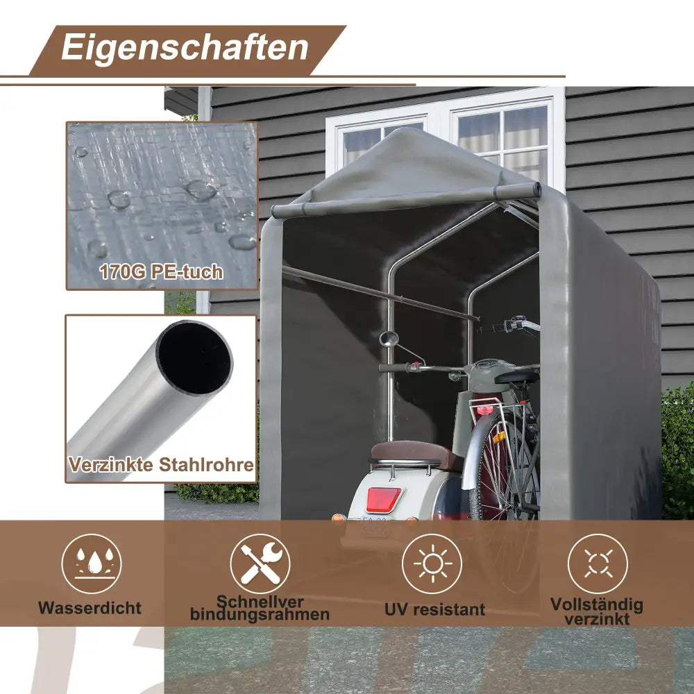Abri vélo extérieur 187 × 100 × 160 cm – acier et bâche PE