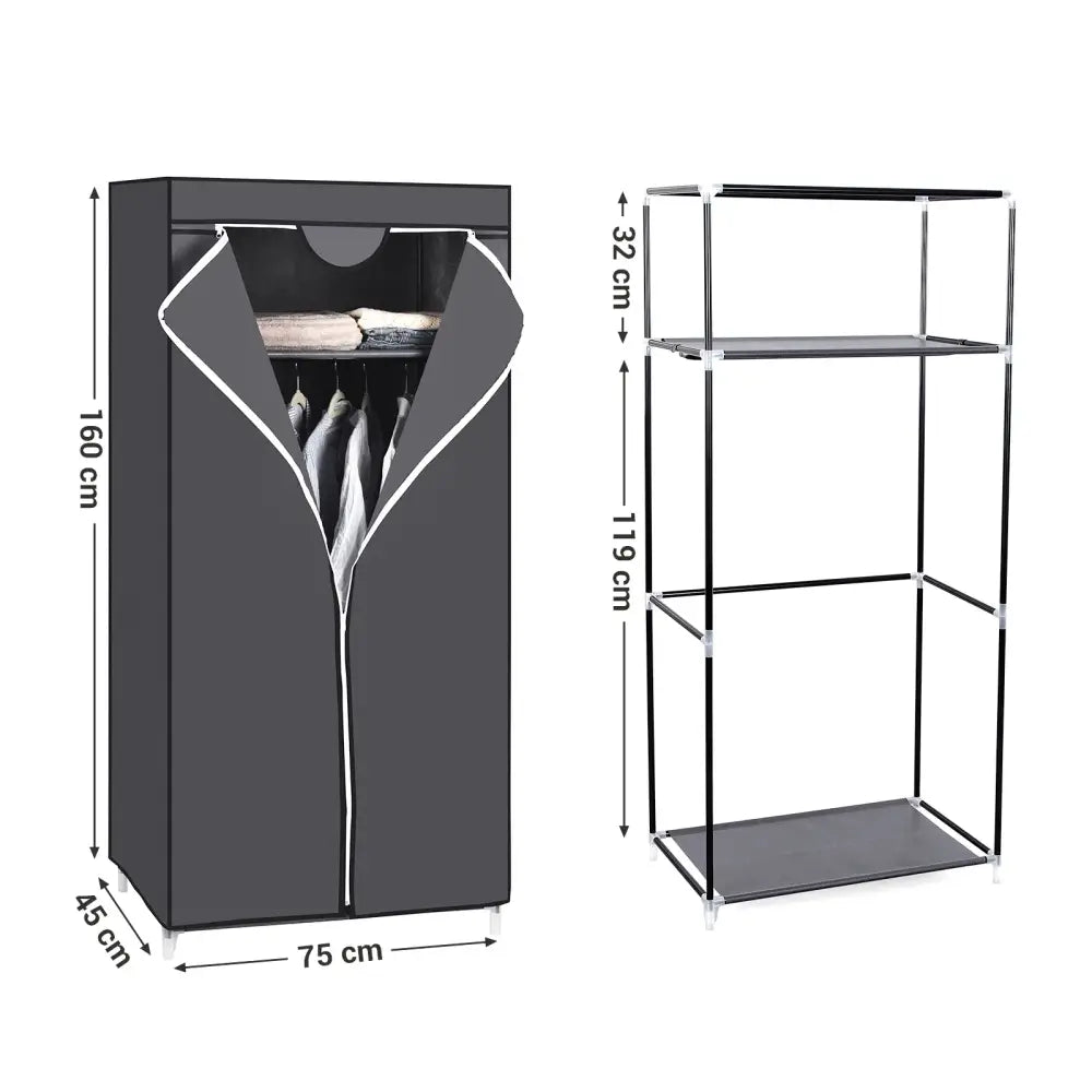 Armoire penderie en tissu SONGMICS 75 × 45 × 160 cm - Gris / France - Armoires en tissu
