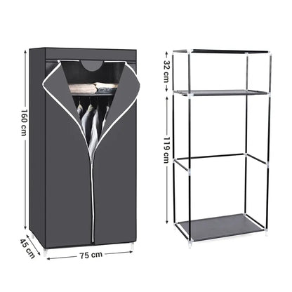 Armoire penderie en tissu SONGMICS 75 × 45 × 160 cm - Gris / France - Armoires en tissu