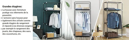 Armoire penderie en tissu SONGMICS 75 × 45 × 160 cm - Gris / France - Armoires en tissu