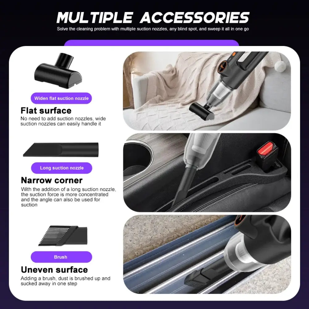 Aspirateur à main sans fil 70 W – recharge USB-C - aspirateur à main rechargeable USB C