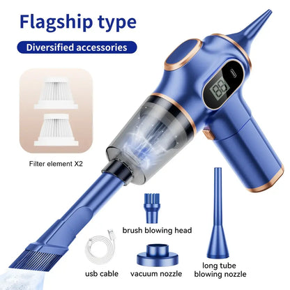 Aspirateur Auto Sans Fil Pro Aspiration Puissante Canapé Bureau Sec Bleu
