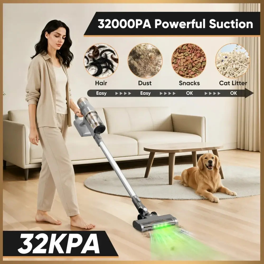 Aspirateur balai sans fil V12PRO – 32 kPa, autonomie 40 min – détail 2