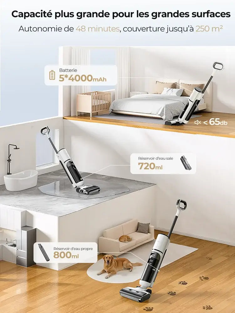 Aspirateur laveur sans fil 15 kPa – jusqu’à 48 min - 15 kPa – double réservoir / Prise européenne / Pologne