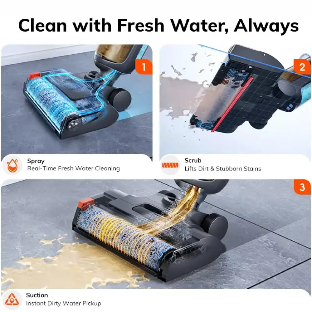 Aspirateur laveur sans fil 150 W – double réservoir - Prise européenne / France - aspirateur laveur sans fil double