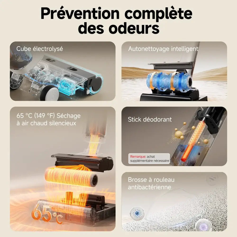Aspirateur laveur sans fil 17 kPa – passage à plat 180° - aspirateur laveur sans fil 180 degrés