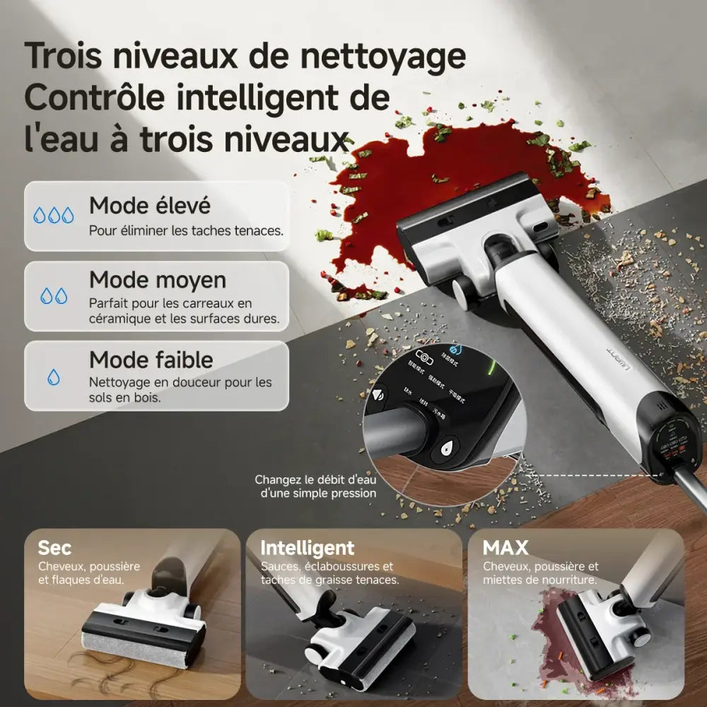 Aspirateur laveur sans fil 17 kPa – passage à plat 180° - aspirateur laveur sans fil 180 degrés