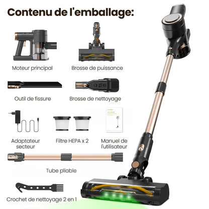 Aspirateur sans fil Lamzien V8MAX, 45 000 Pa et filtre HEPA France P20 OnePass