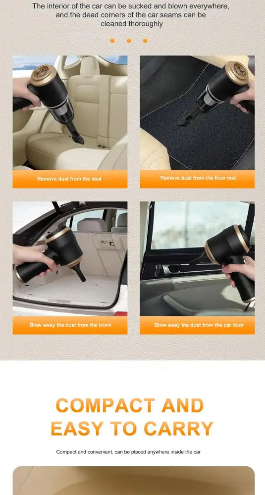 Aspirateur voiture sans fil compact – noir ou gris - aspirateur voiture sans fil compact