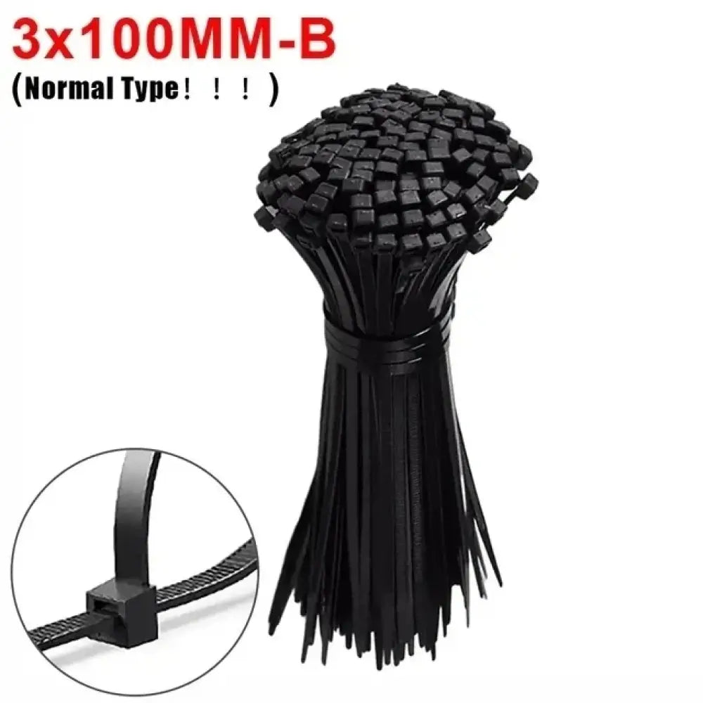 Attaches-câbles nylon réutilisables 3 × 100 mm – 200 pièces – variante 3 × 100 mm – sans trou / 200 pièces / France