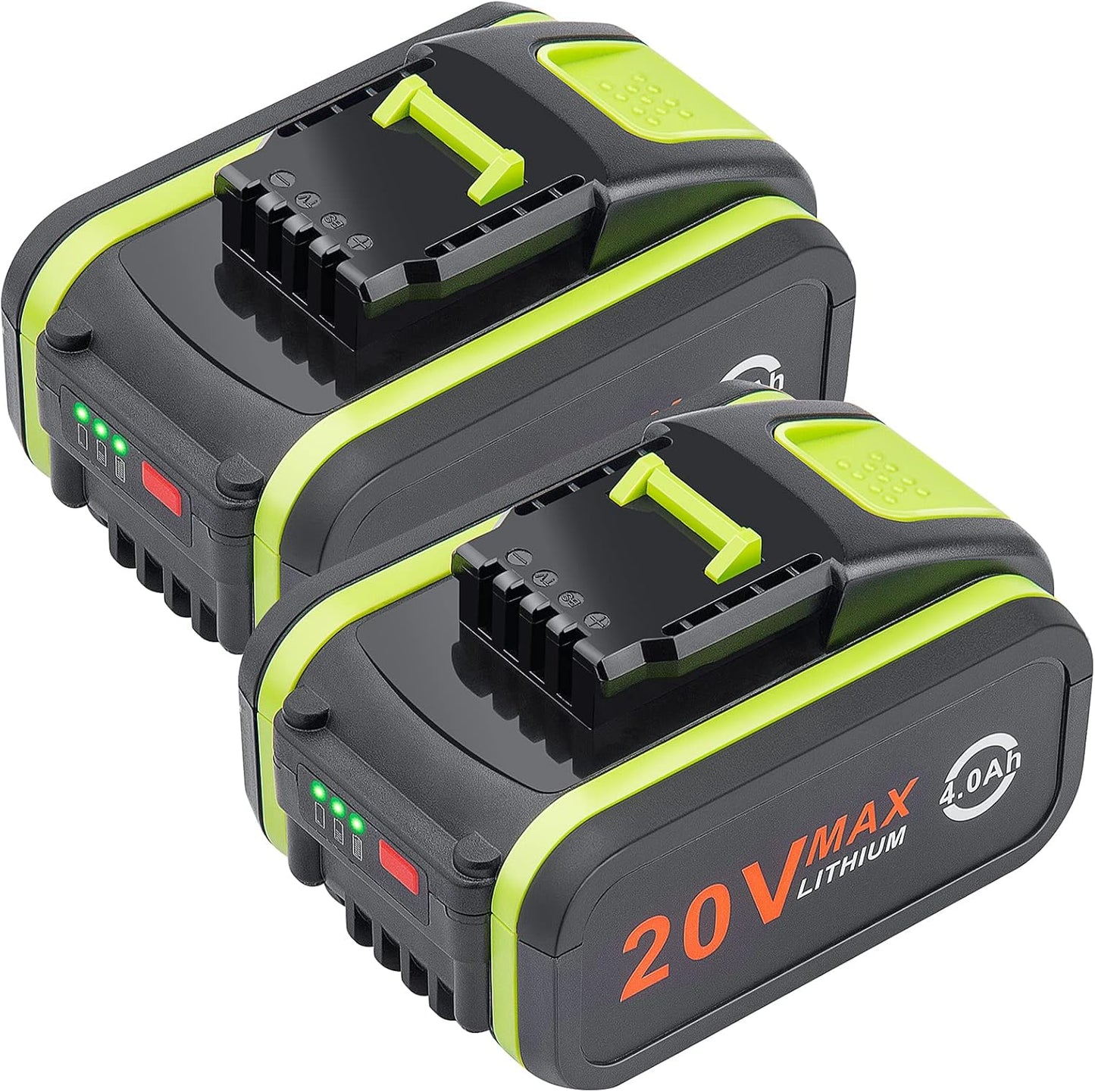 Lot De 2 Batteries De Rechange 20 V 4000 Mah/4.0 Ah Pour Worx 20 V WA3551, WA3551.1, WA3553, WA3553.2, WX372.1, WX80000 WX80000 WX3 WX3 WX80000 WX3 WX3 802 WXS. 678 WX550 WX523 WU531.9 WG894E