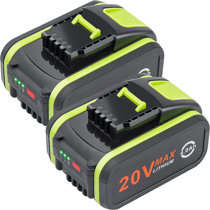 Lot De 2 Batteries De Rechange 20 V 4000 Mah/4.0 Ah Pour Worx 20 V WA3551, WA3551.1, WA3553, WA3553.2, WX372.1, WX80000 WX80000 WX3 WX3 WX80000 WX3 WX3 802 WXS. 678 WX550 WX523 WU531.9 WG894E