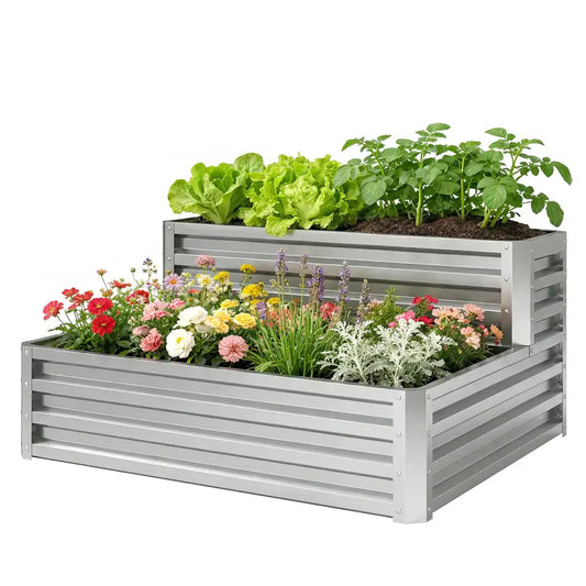 Bac À Légumes Double Niveau Escalera En Acier Galvanisé 120x101x58 Cm