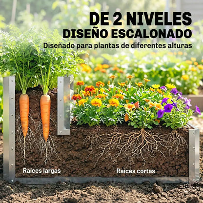 Bac À Légumes Double Niveau Escalera En Acier Galvanisé 120x101x58 Cm - 120 cm x 101 cm x 58 cm / Espagne / Argent
