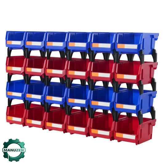 Bac De Rangement Empilable 24 Pièces Étagère Autoportante Garage