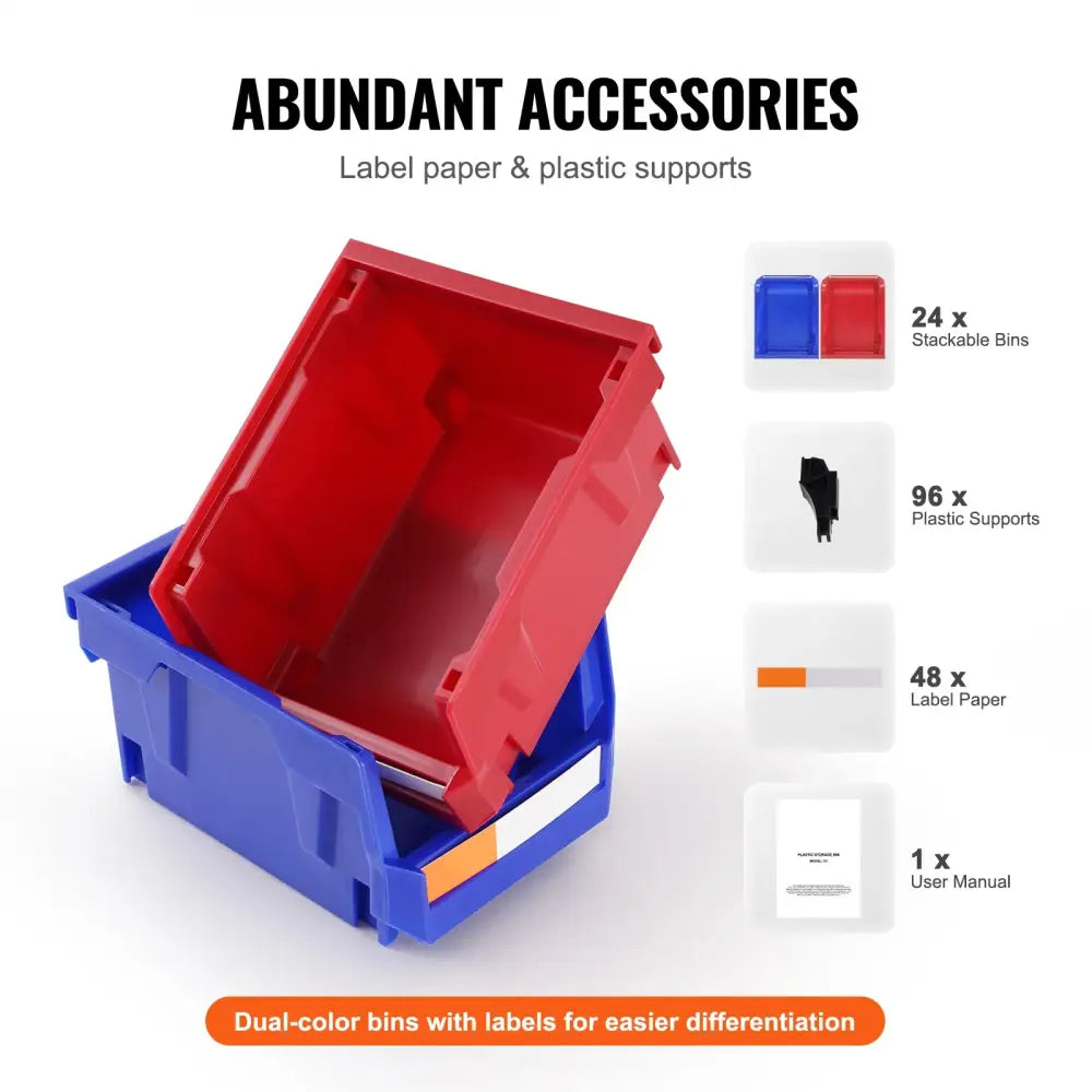 Bac De Rangement Empilable 24 Pièces Étagère Autoportante Garage - 24pcs / France