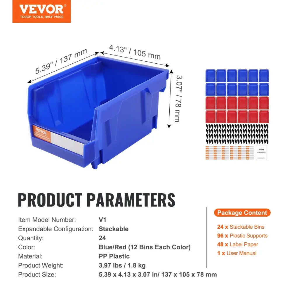Bac De Rangement Empilable 24 Pièces Étagère Autoportante Garage - 24pcs / France