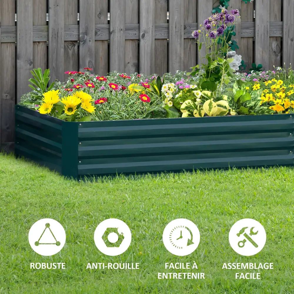 Bac potager surélevé 241 × 90 × 30 cm – acier galvanisé - France - Bac potager surélevé
