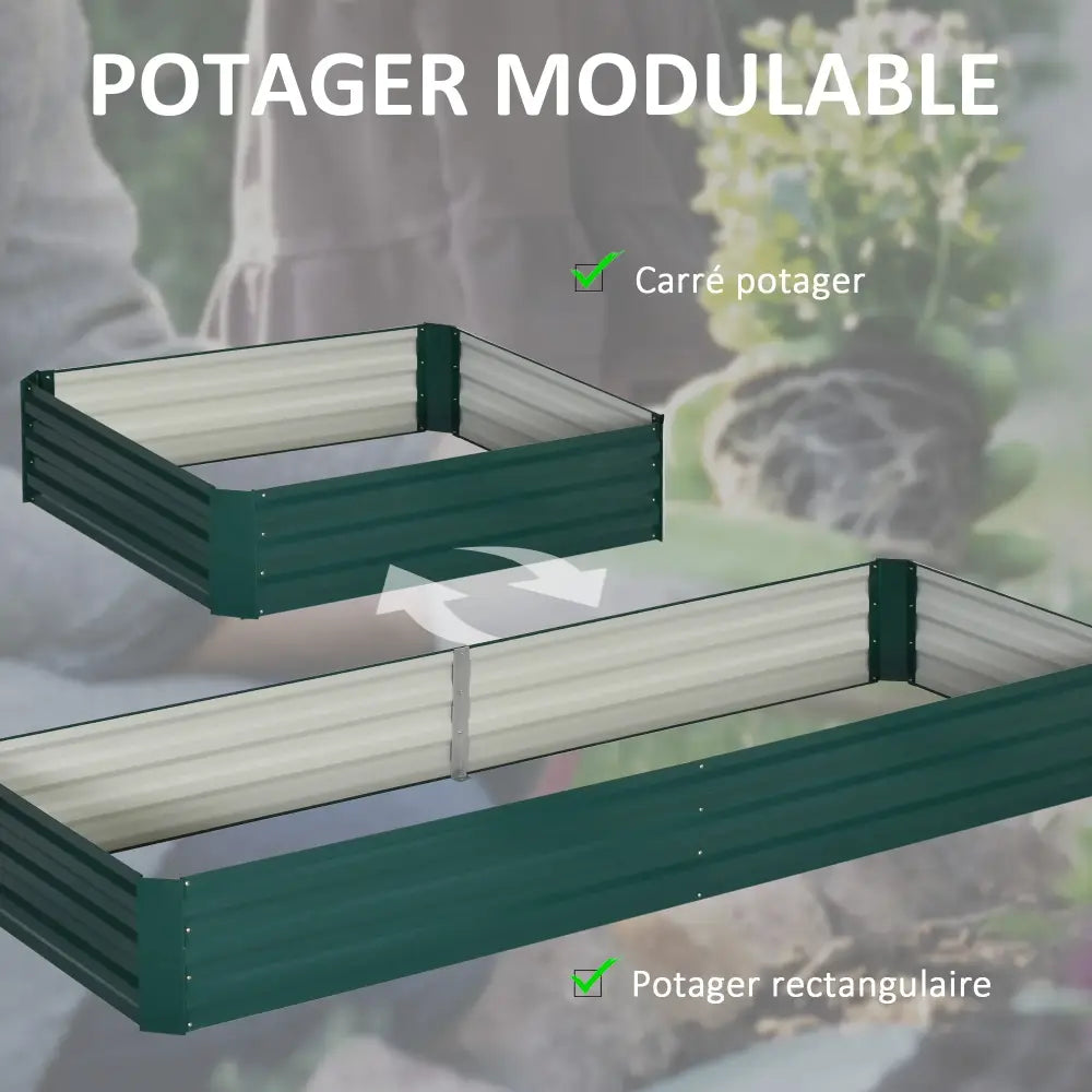 Bac potager surélevé 241 × 90 × 30 cm – acier galvanisé - France - Bac potager surélevé