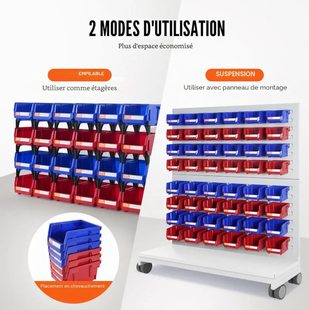 Bacs de rangement empilables 24 pièces avec étagère autoportante