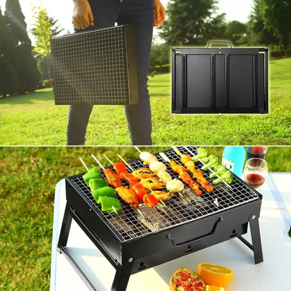Barbecue charbon pliable en valise pour camping – photo produit 4