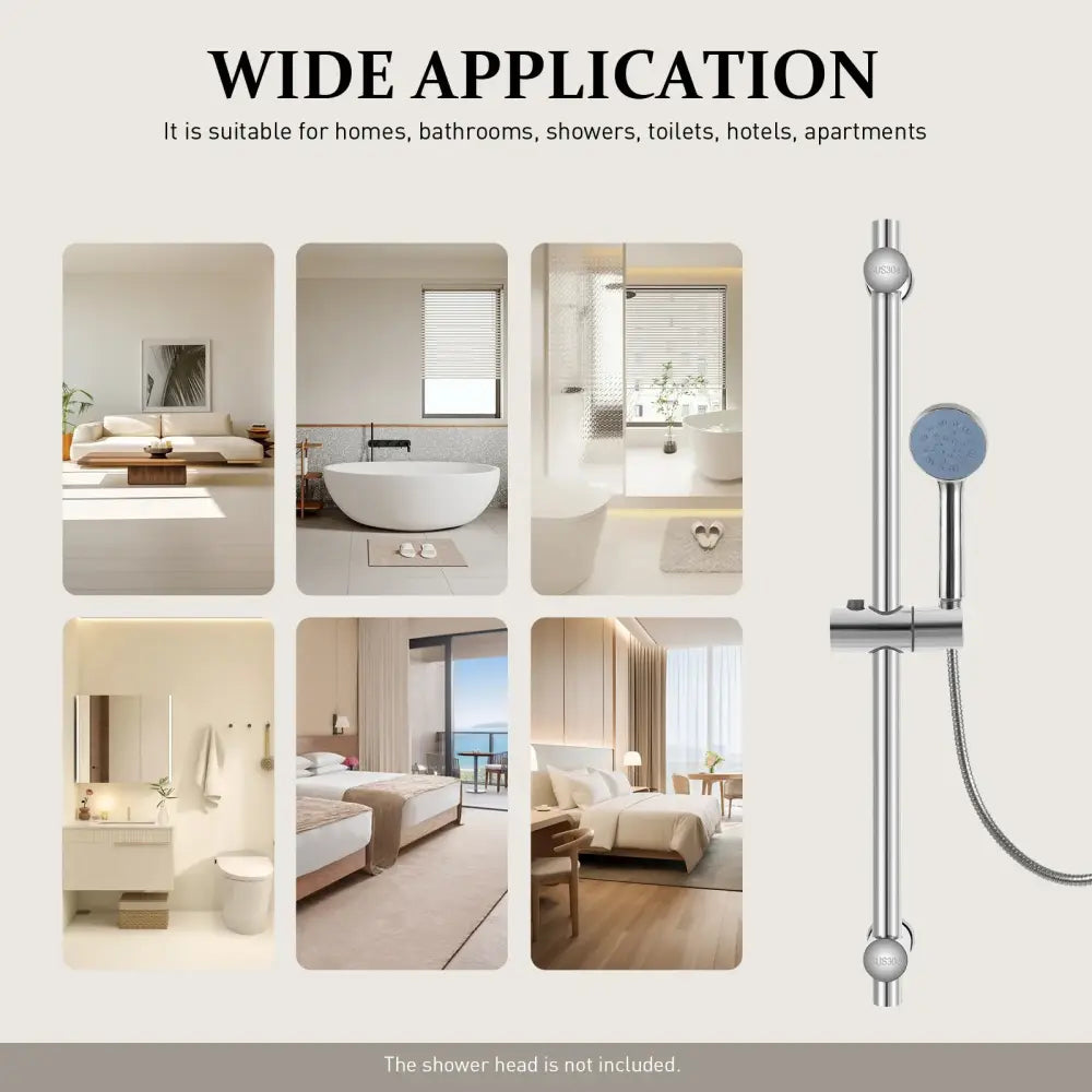 Barre de douche réglable en acier inoxydable – argent