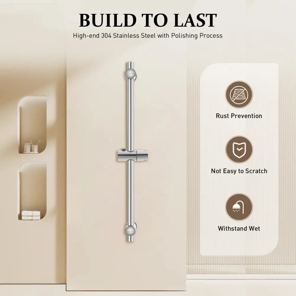 Barre de douche réglable en acier inoxydable – argent