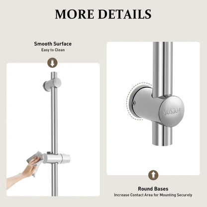 Barre de douche réglable en acier inoxydable – argent