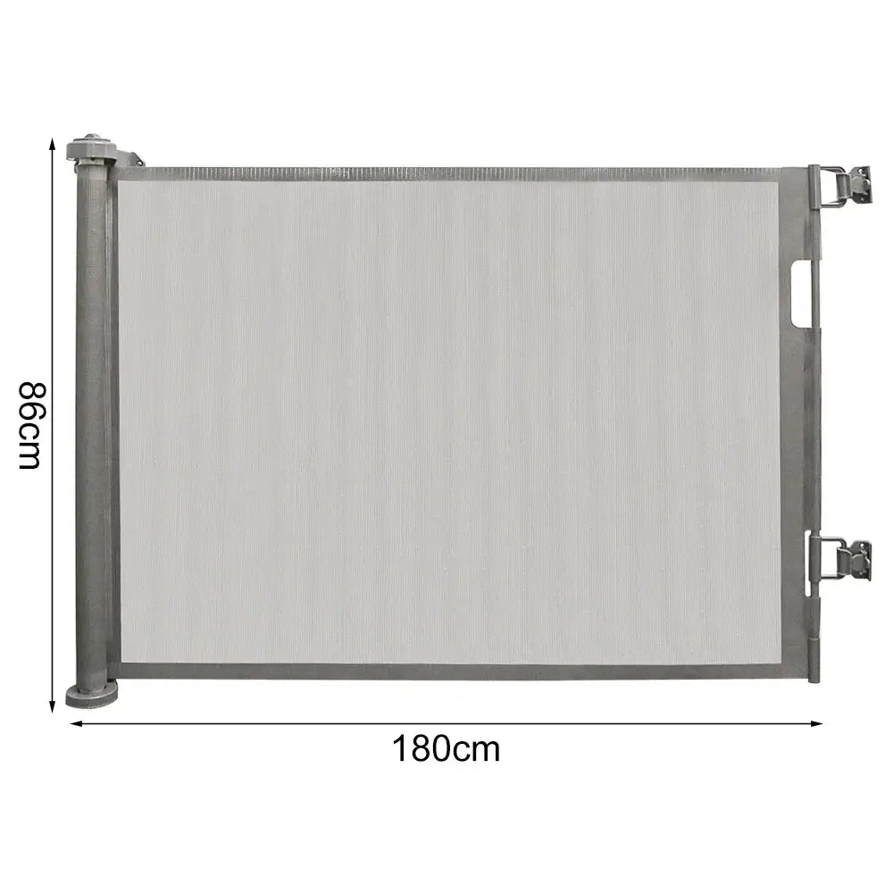 Barrière de sécurité rétractable 150 ou 180 cm – bébé et animaux Gris – 180 cm