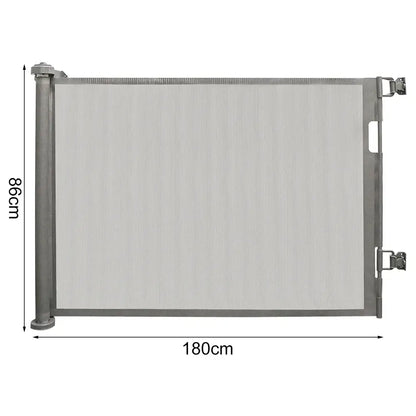 Barrière de sécurité rétractable 150 ou 180 cm – bébé et animaux Gris – 180 cm