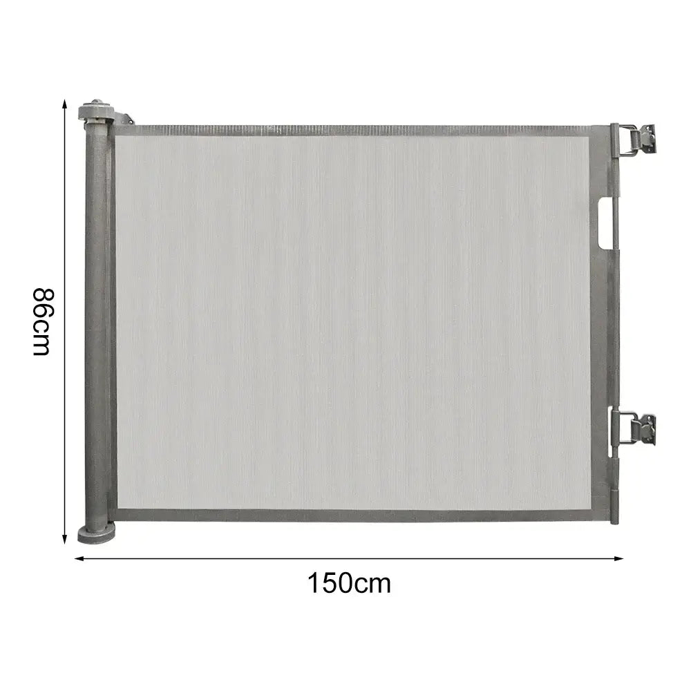 Barrière de sécurité rétractable 150 ou 180 cm – bébé et animaux Gris – 150 cm