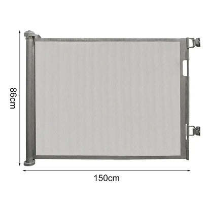 Barrière de sécurité rétractable 150 ou 180 cm – bébé et animaux Gris – 150 cm
