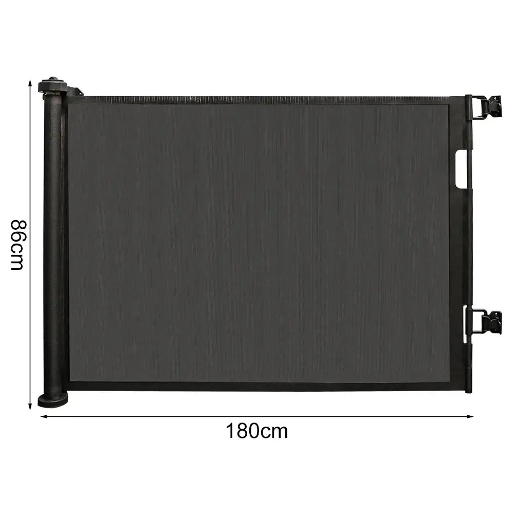 Barrière de sécurité rétractable 150 ou 180 cm – bébé et animaux Noir – 180 cm